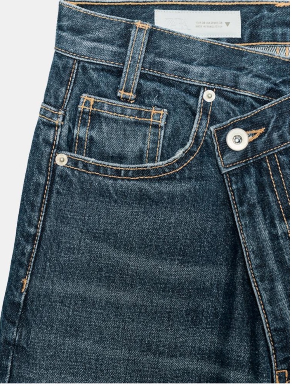 Zara HIGH-WAIST CROSSOVER WAIST WIDE LEG JEANS Size 8 - Picture 3 of 13